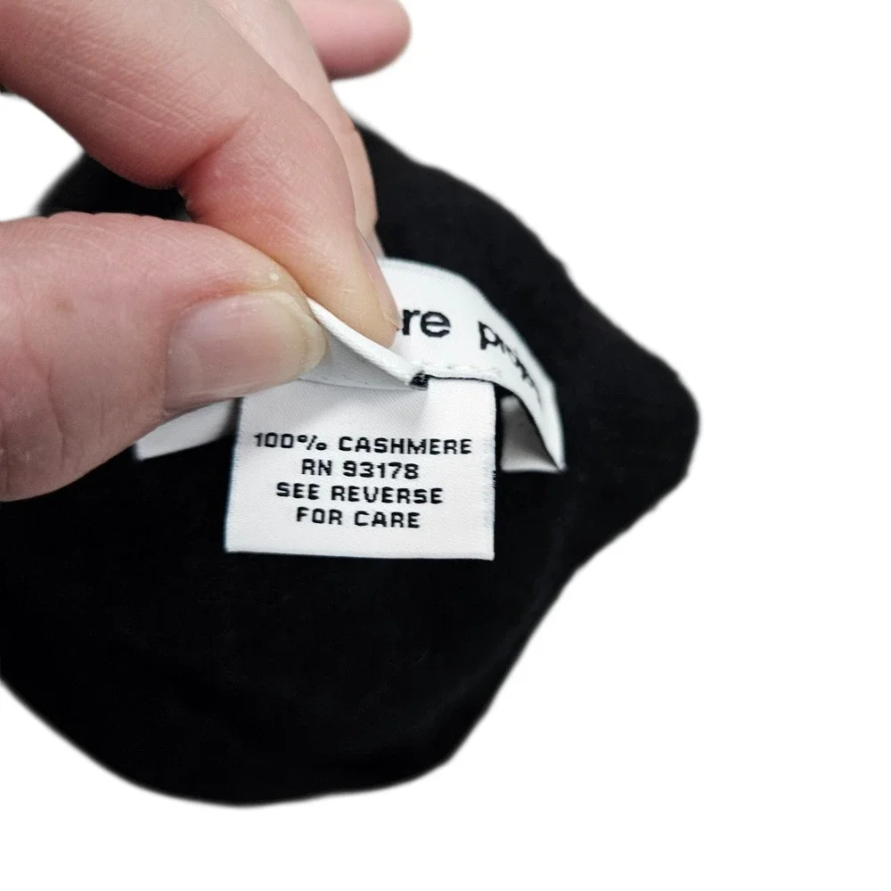 The Cashmere Project Beanie Women OS Black 100% Cashmere XO Knit Hat Winter Chic